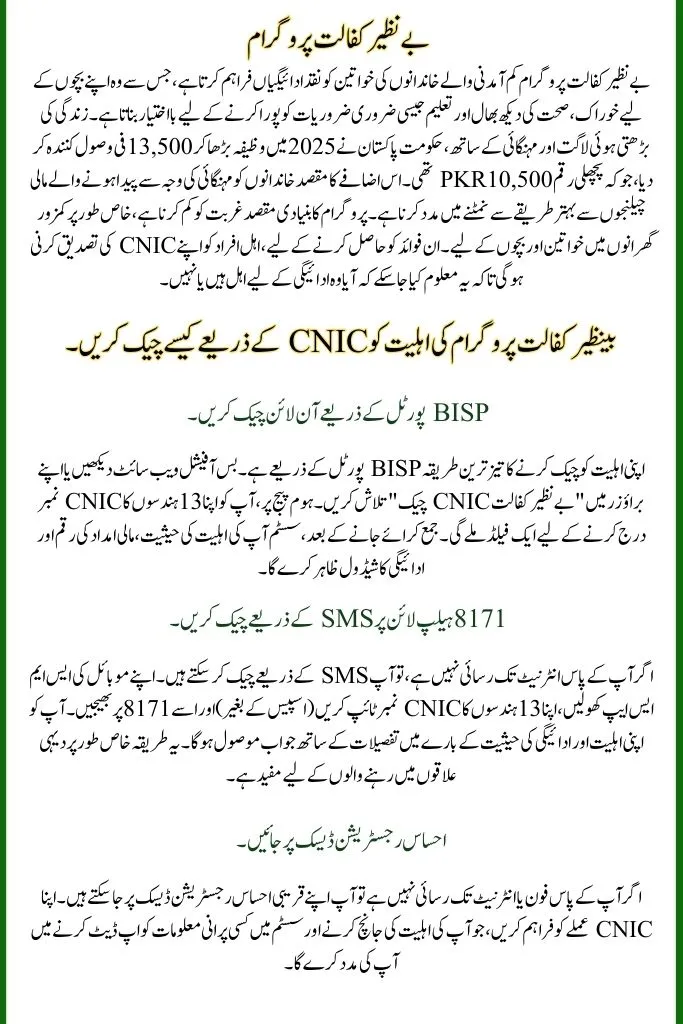 Benazir Kafalat Program Check CNIC for Eligibility and Payment Status 2025